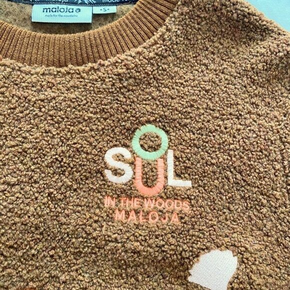 MALOJA BROWN PASTEL EMBROIDERY TEDDY FLEECE SWEATER STYLE 32439 - S - Picture 10 of 11